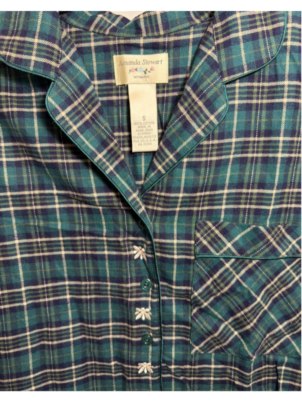 Vintage Amanda Stewart Flannel Nightgown S Sears Cottagecore Country Grannycore - Picture 6 of 9